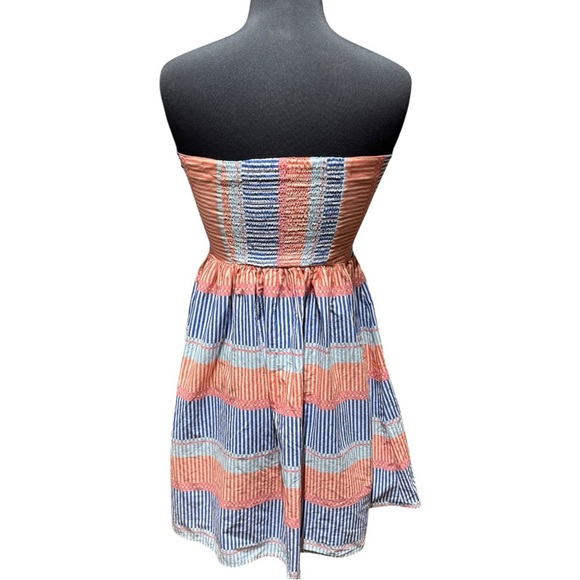 Bebop Strapless Button-Up Cotton Striped Summer Vacay-Ready Dress Size XL - Picture 4 of 6